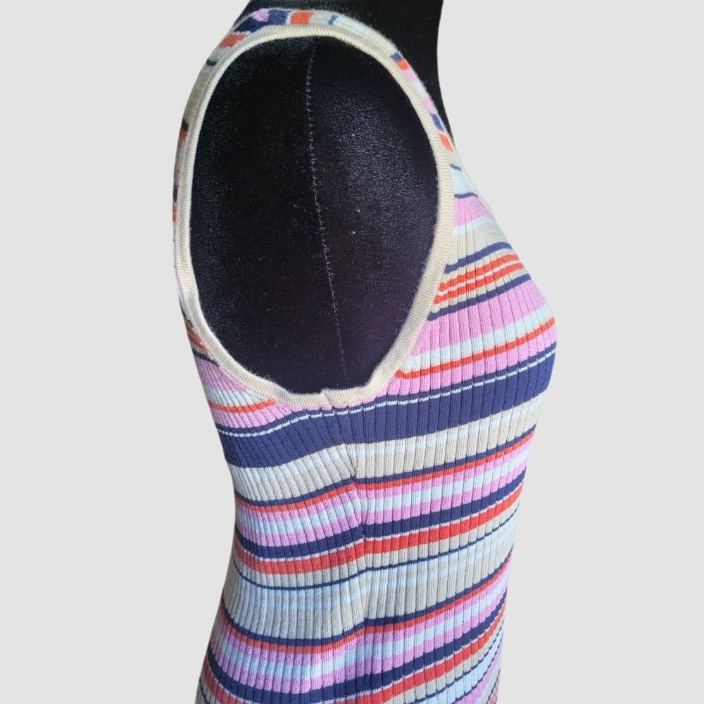 Y2K Striped Tank Top Dress Body Con - Picture 3 of 9